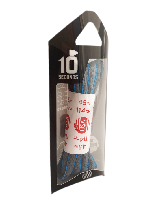 10 Seconds ® Athletic Oval Laces | Grey/Neon Blue Piping